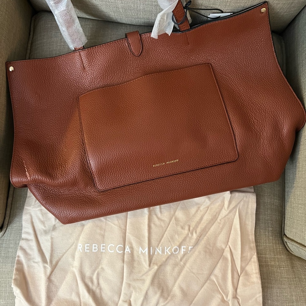Rebecca Minkoff Brown Leather Megan Tote Bag Acorn - Picture 3 of 5
